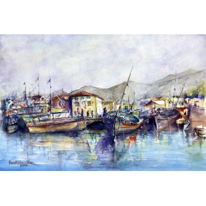Momin Waseem, 10 x 14 Inch, Water Color on Paper, Seascape Painting, AC-MW-011